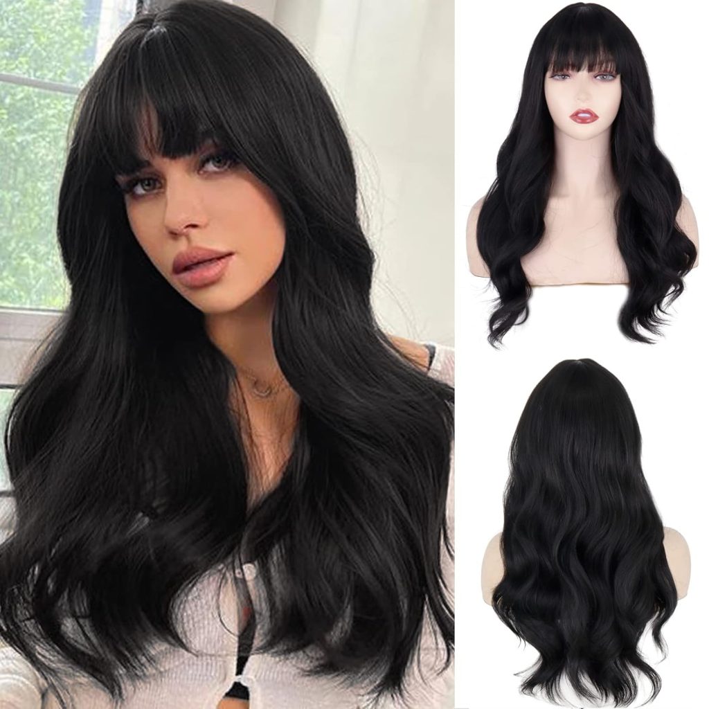 Black Wig with Bangs