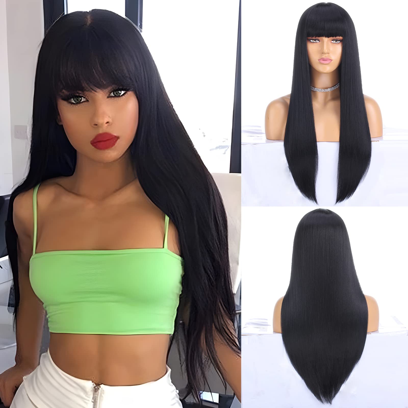 Black Wig with Bangs