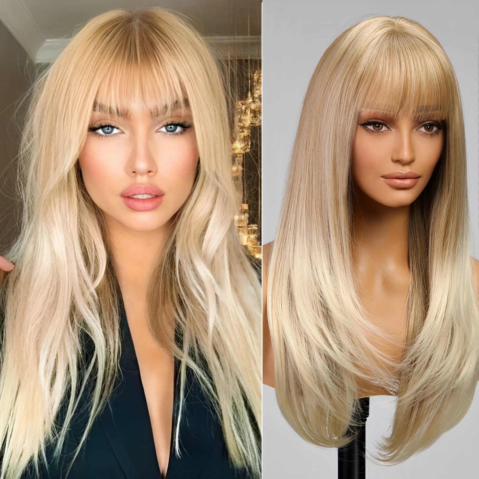 Blonde Wigs with Bangs