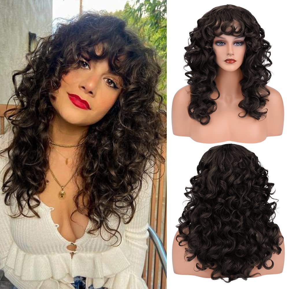 curly wig with bangs