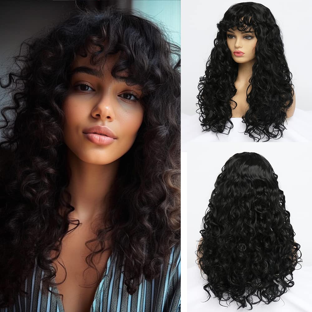 curly wig with bangs