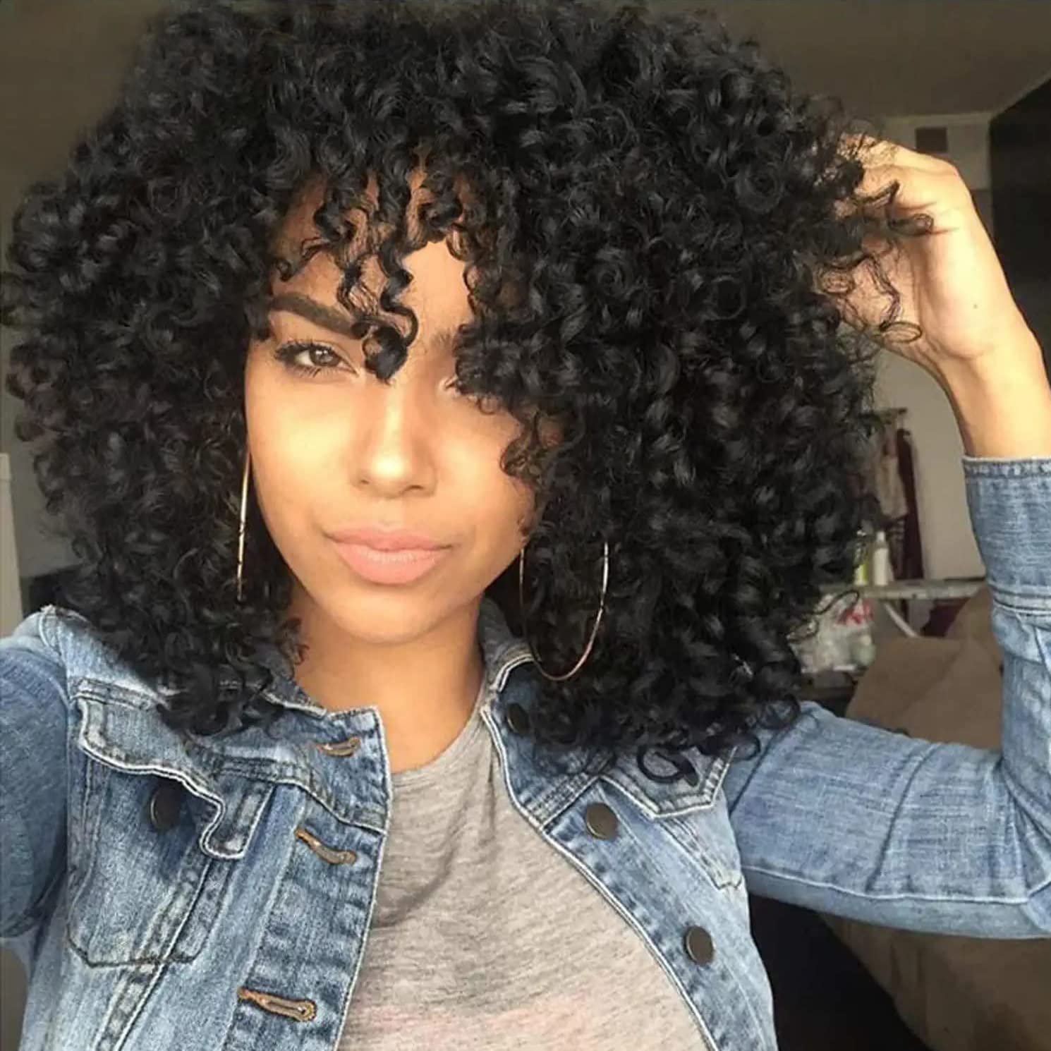 curly wig with bangs