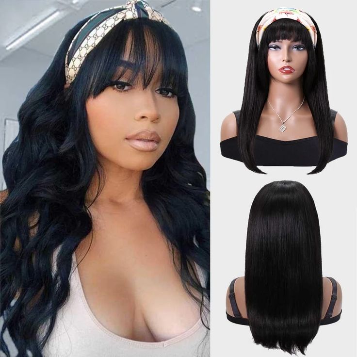 headband wig with bangs