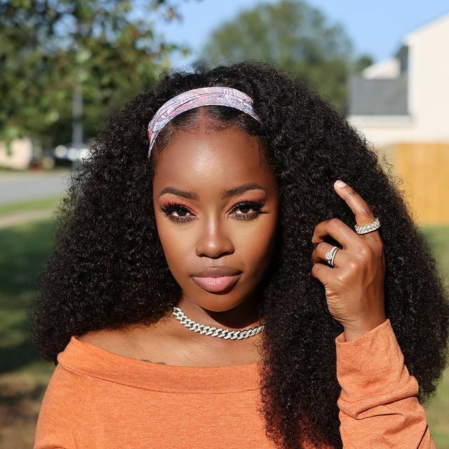 kinky curly headband wig