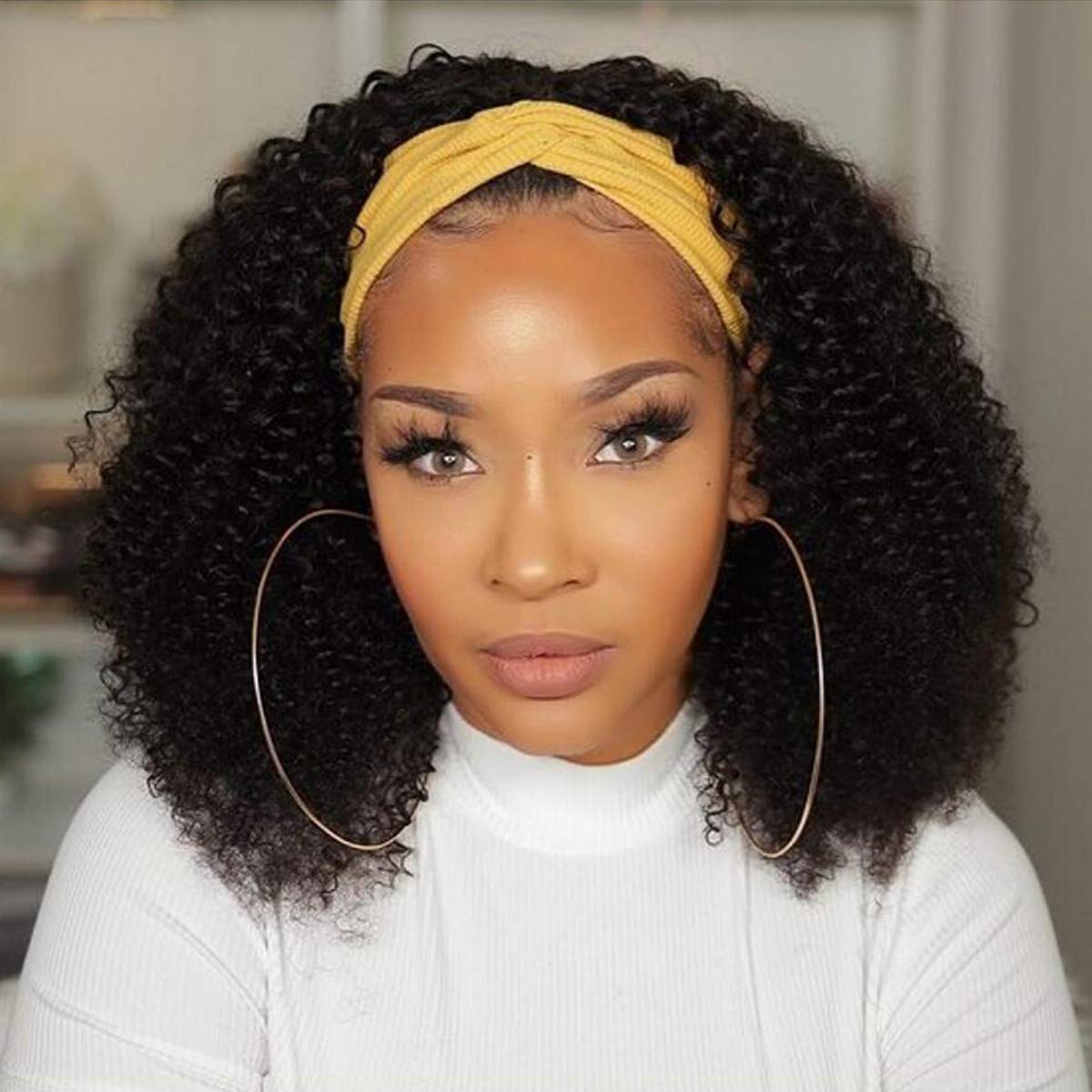 kinky curly headband wig