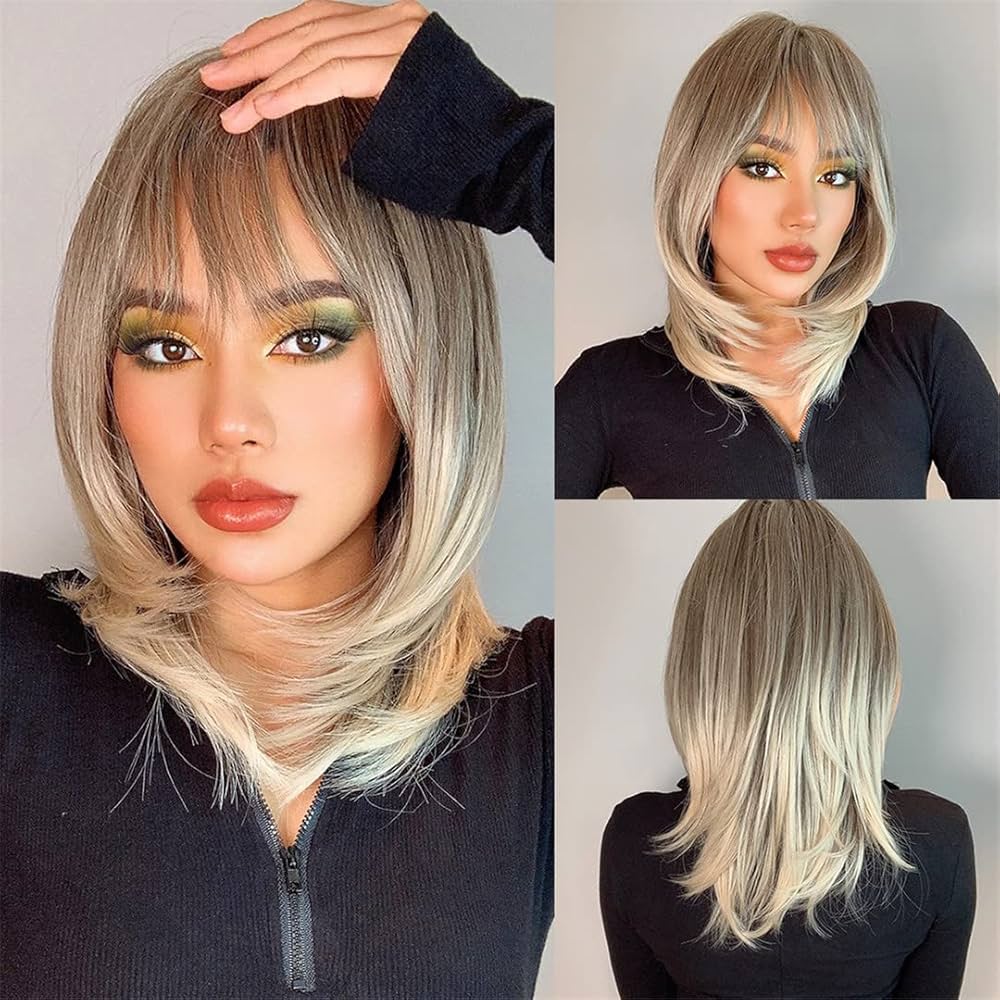 blonde bob wig with bangs