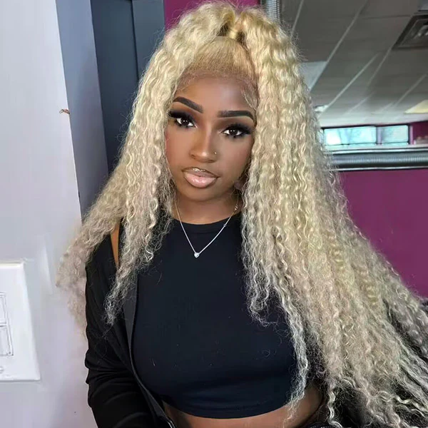 blonde curly wig