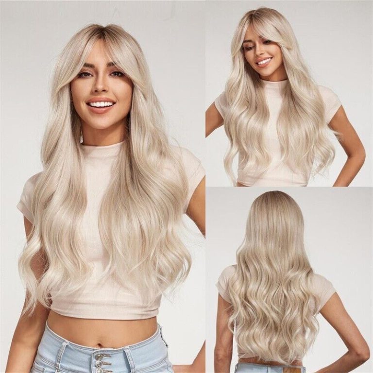 long blonde wig with bangs